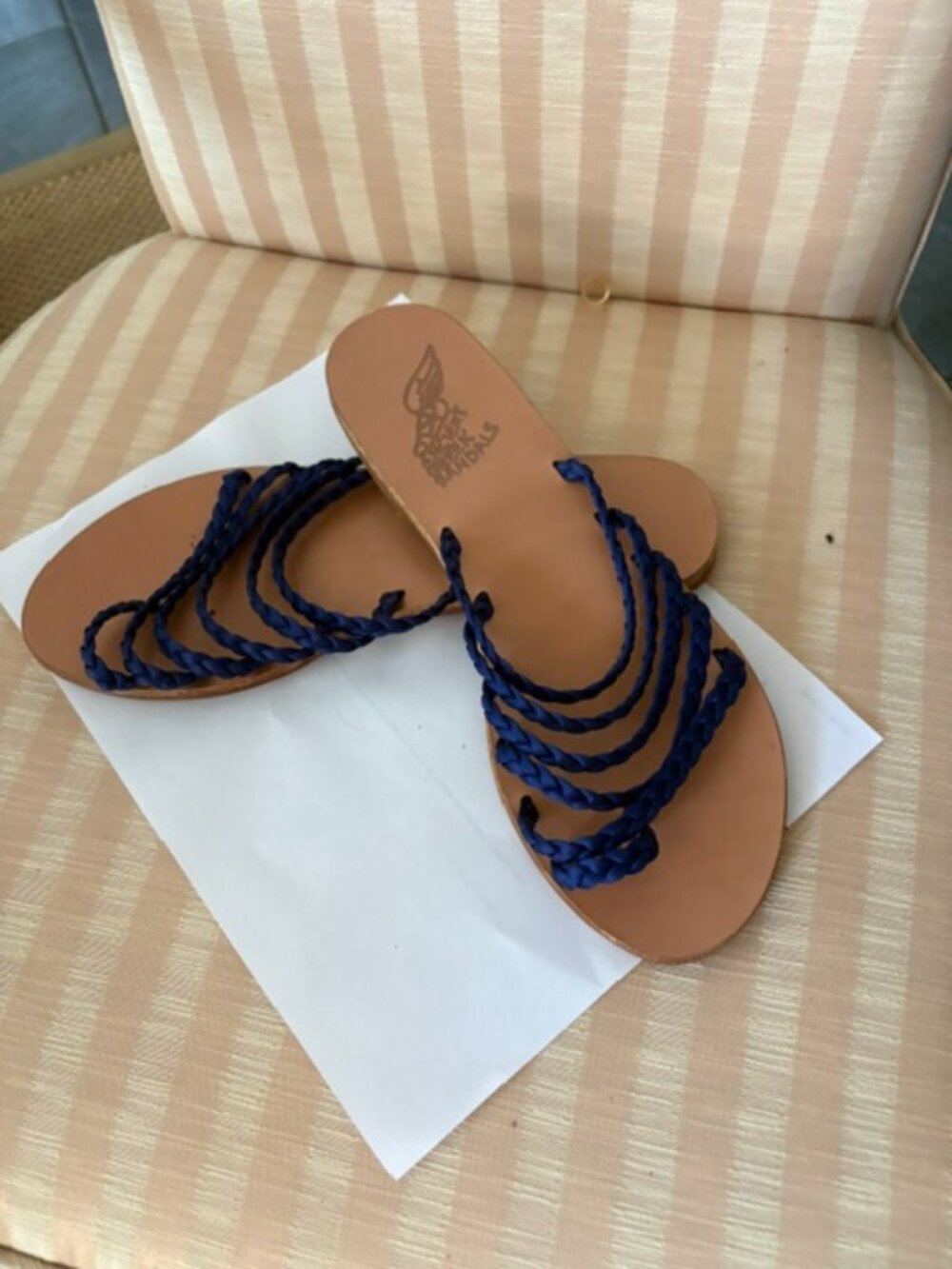 Ancient Greek Sandals, Size 11, Blue Toe braided sandals
